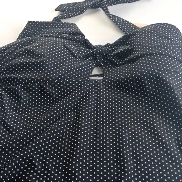 Unique Vintage XL 50'S STYL BEACH BABE Women's Swim Suit NWT BLACK W/ WHITE DOTS - Picture 6 of 16